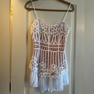 BETSEY JOHNSON VINTAGE RARE WHITE AND PINK CORSET LACE TOP